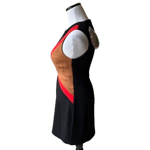 NWT Ark & Co. color block dress in red, black, tan, white.  Size S. - Picture 9 of 16